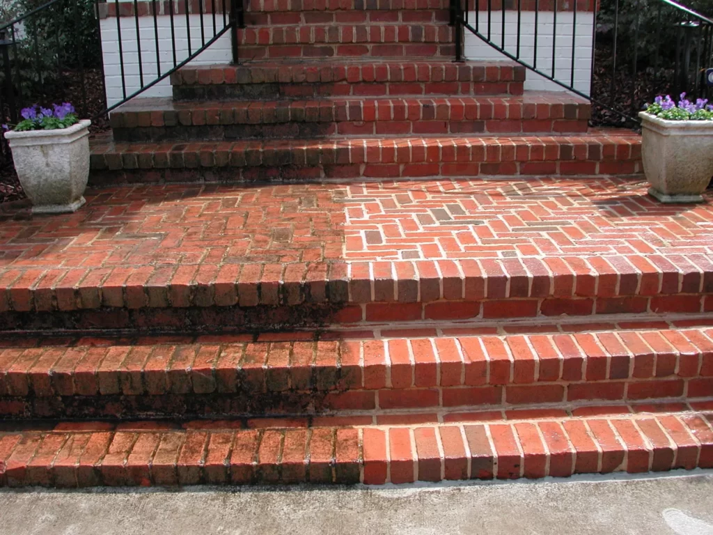 before and after, clean and dirty bricks